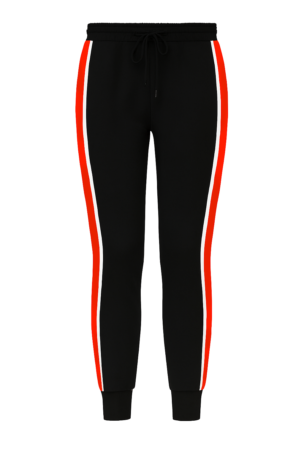 Women’s Black Tracksuit – Red & White Stripe Detail